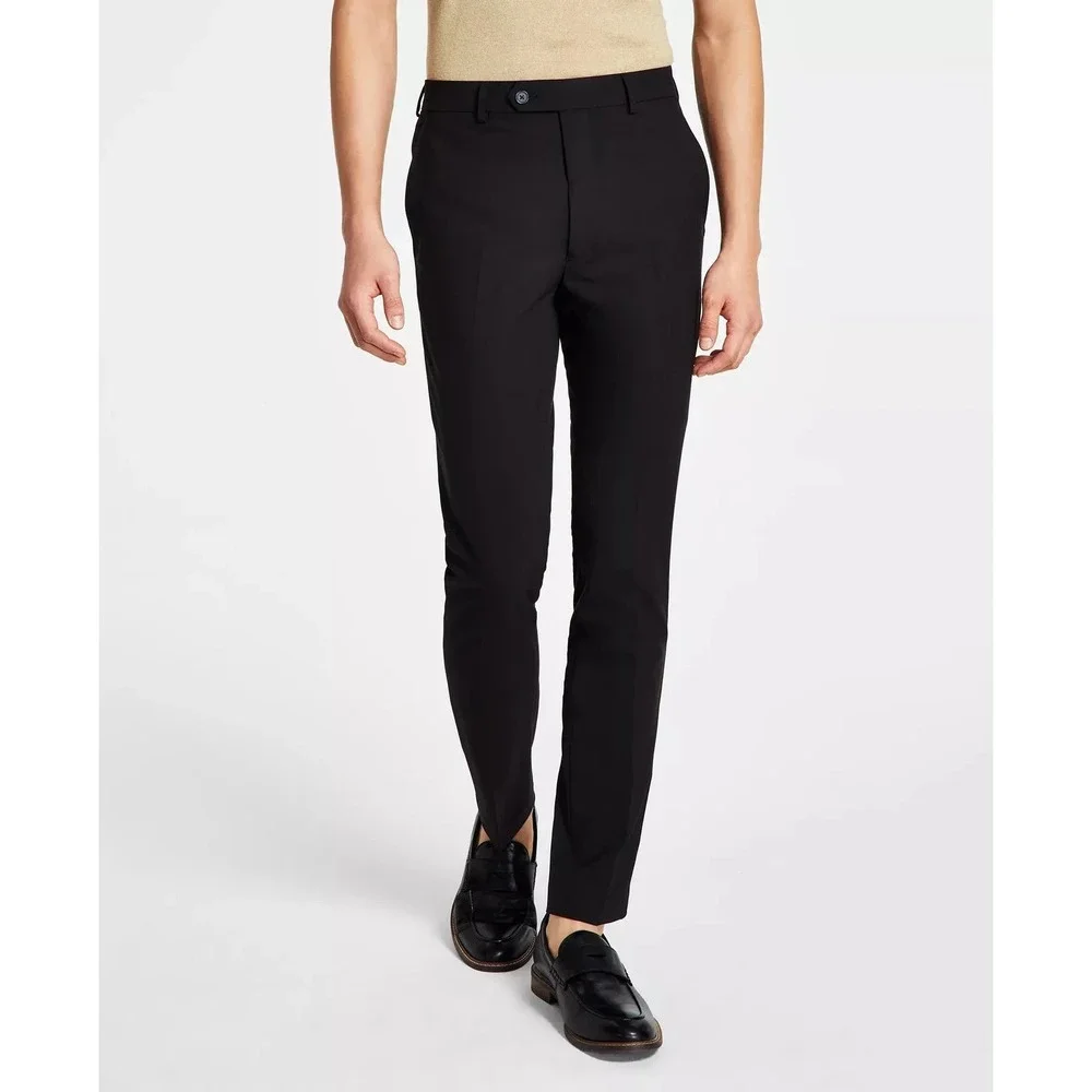 Calvin Klein Mens Dress Pants Size 36W 30 Black Skinny Fit Infinite Stretch